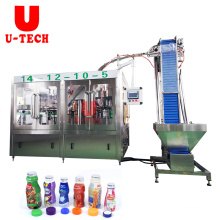 U Tech automatic plastic PET HDPE bottle beverage mango orange litchi drink juice fresh milk filling machine